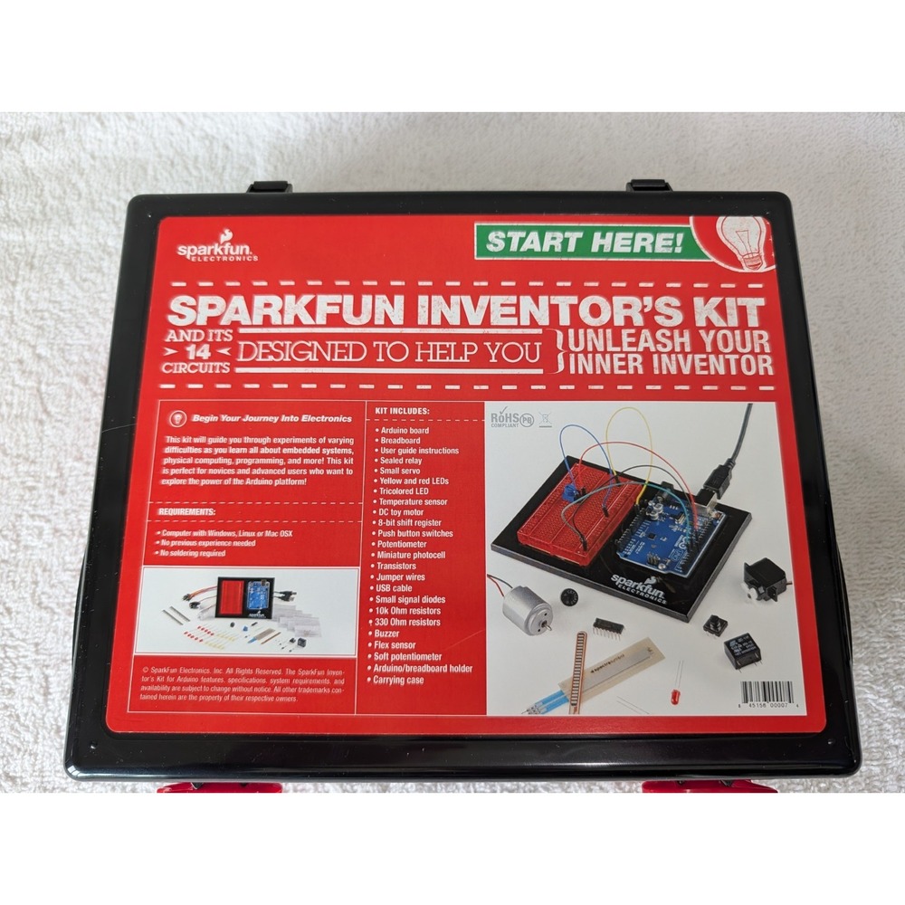 Sparkfun Inventors Kit For Arduino With Case Canakit 14 Circuit